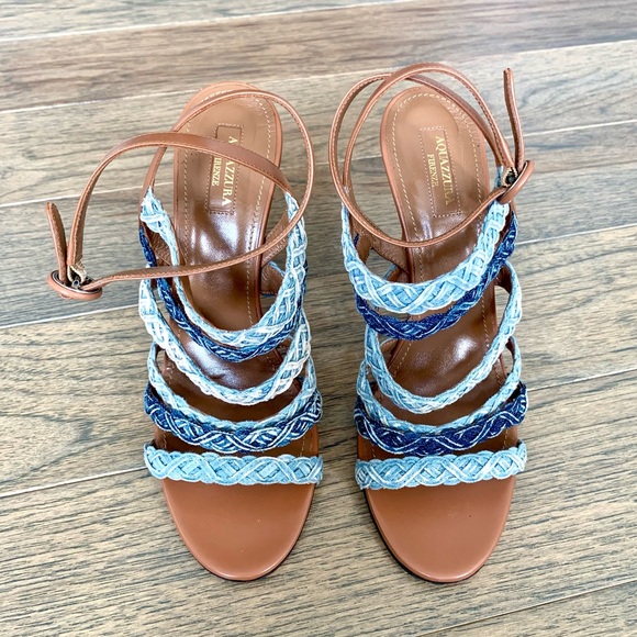 Aquazzura Braided Denim Tyra Heels - Picture 2 of 9